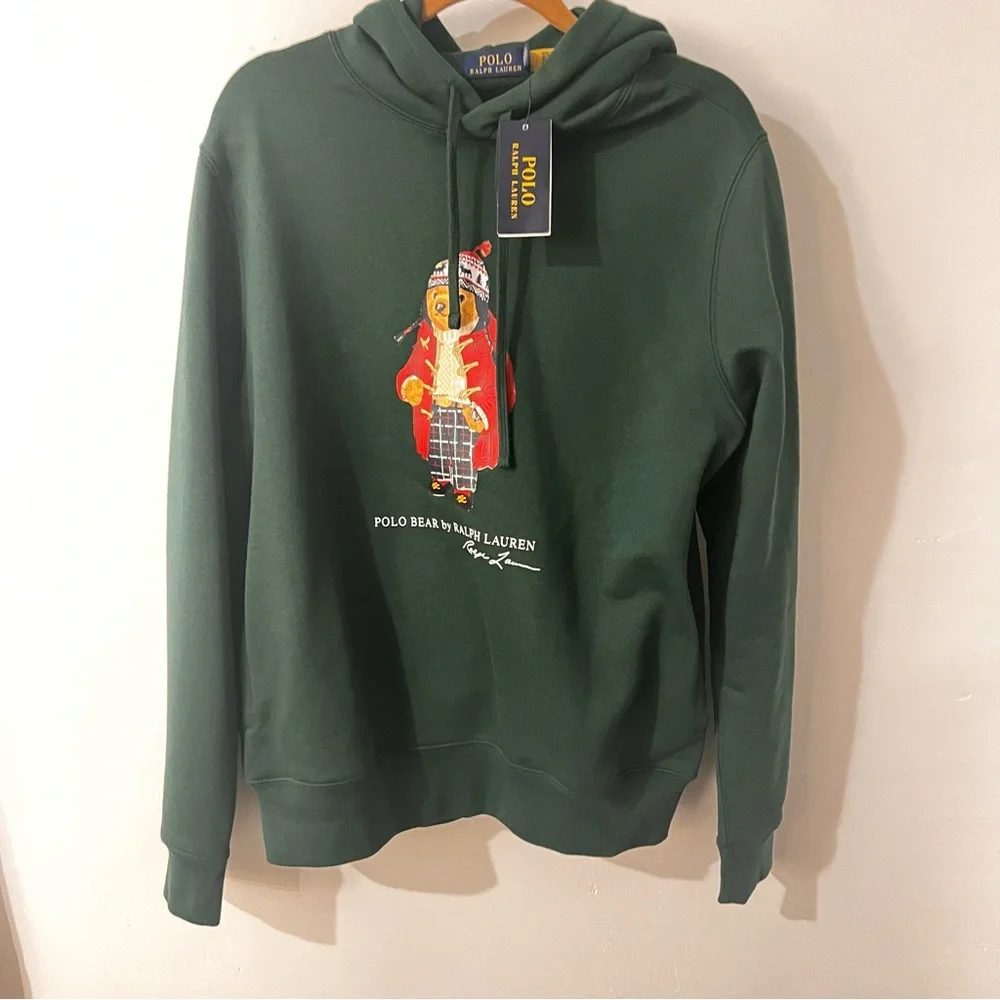 POLO RALPH LAUREN MEN’S WINTER POLO BEAR HOODIE GREEN NWT M
